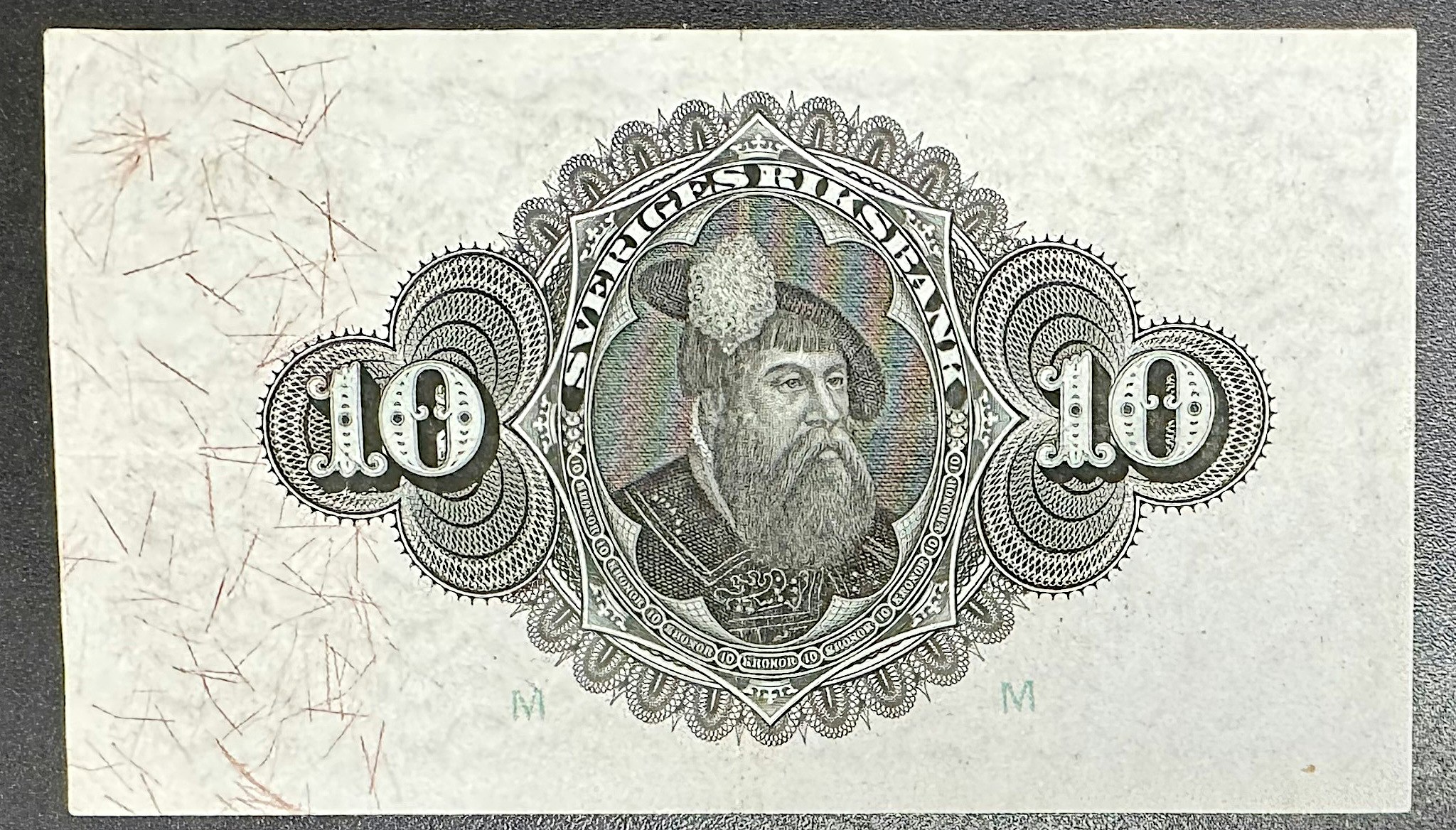 Sveriges riksbank - 10 kronor 1915 - Sedel med rent och krispigt papper - fräsht exemplar