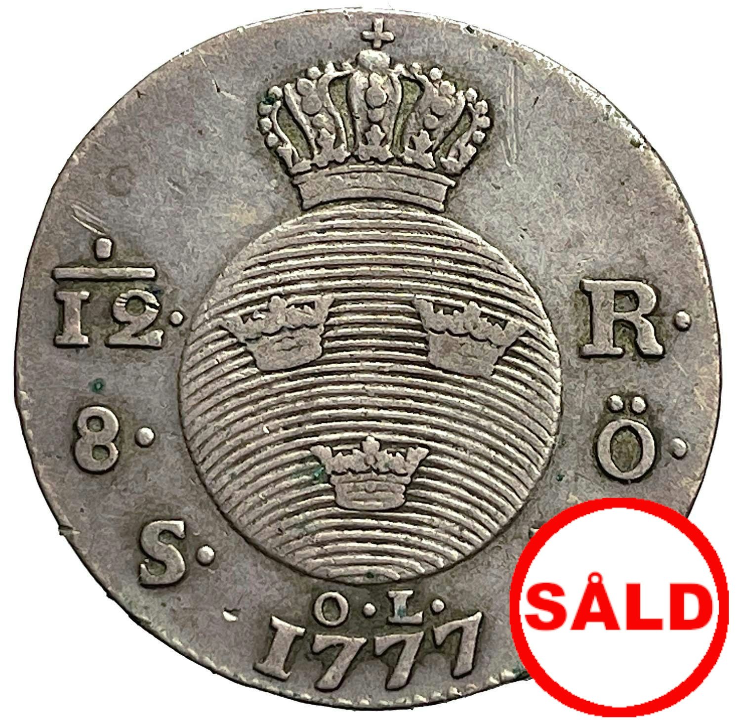 Gustav III - 1/12 Riksdaler/ 8 Öre 1777 - Ettårstyp