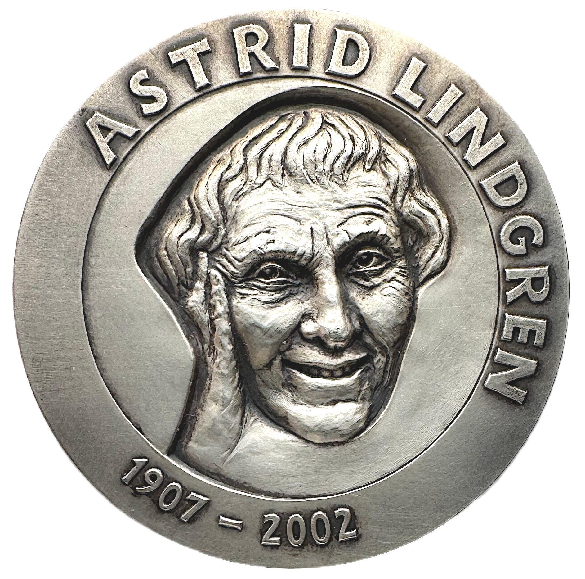 Astrid Lindgren – en svensk mästare, hel, enkel och underbar - Sällsynt minnesmedalj 2002 av Marita Norin