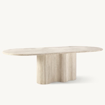 Undulate dining table 200cm Italian White Travertine