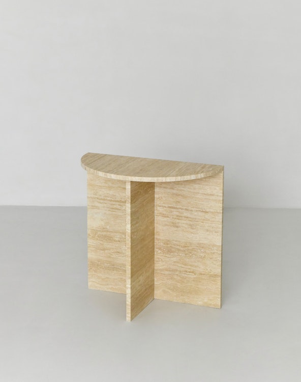 Elisa Half Moon Side Table Travertine