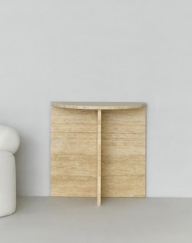 Elisa Half Moon Side Table Travertine