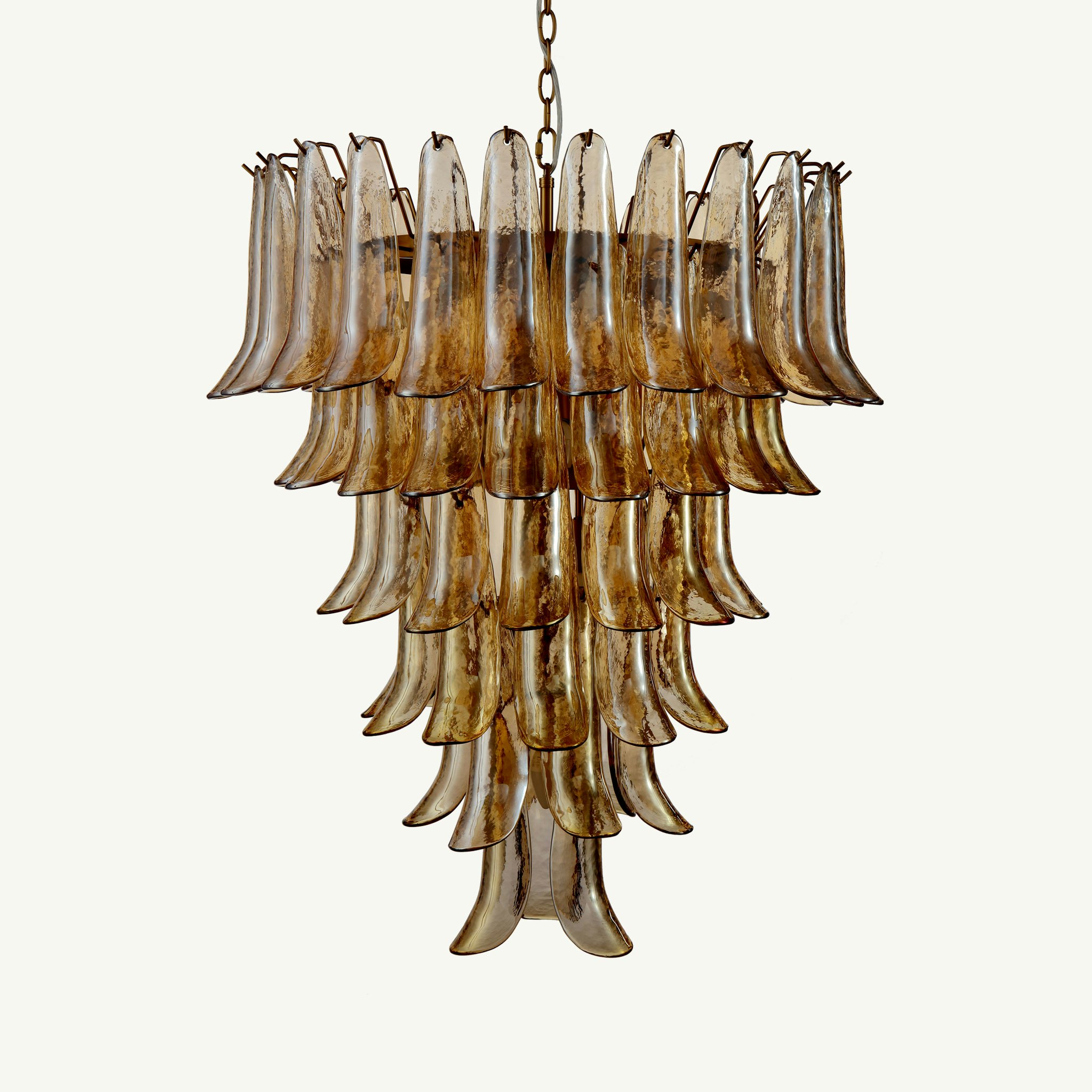 LUNA chandelier amber handblown glass