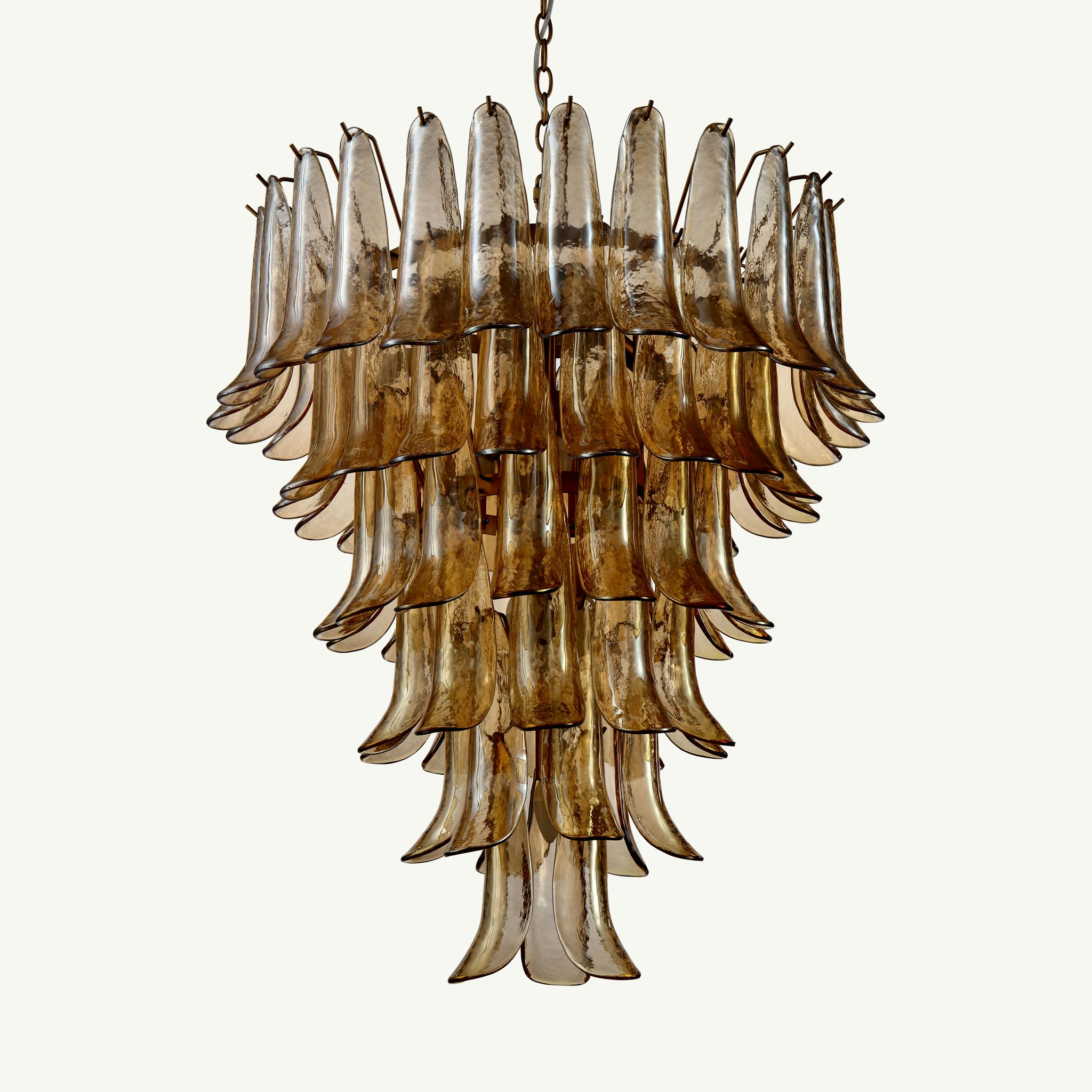 LUNA chandelier amber handblown glass