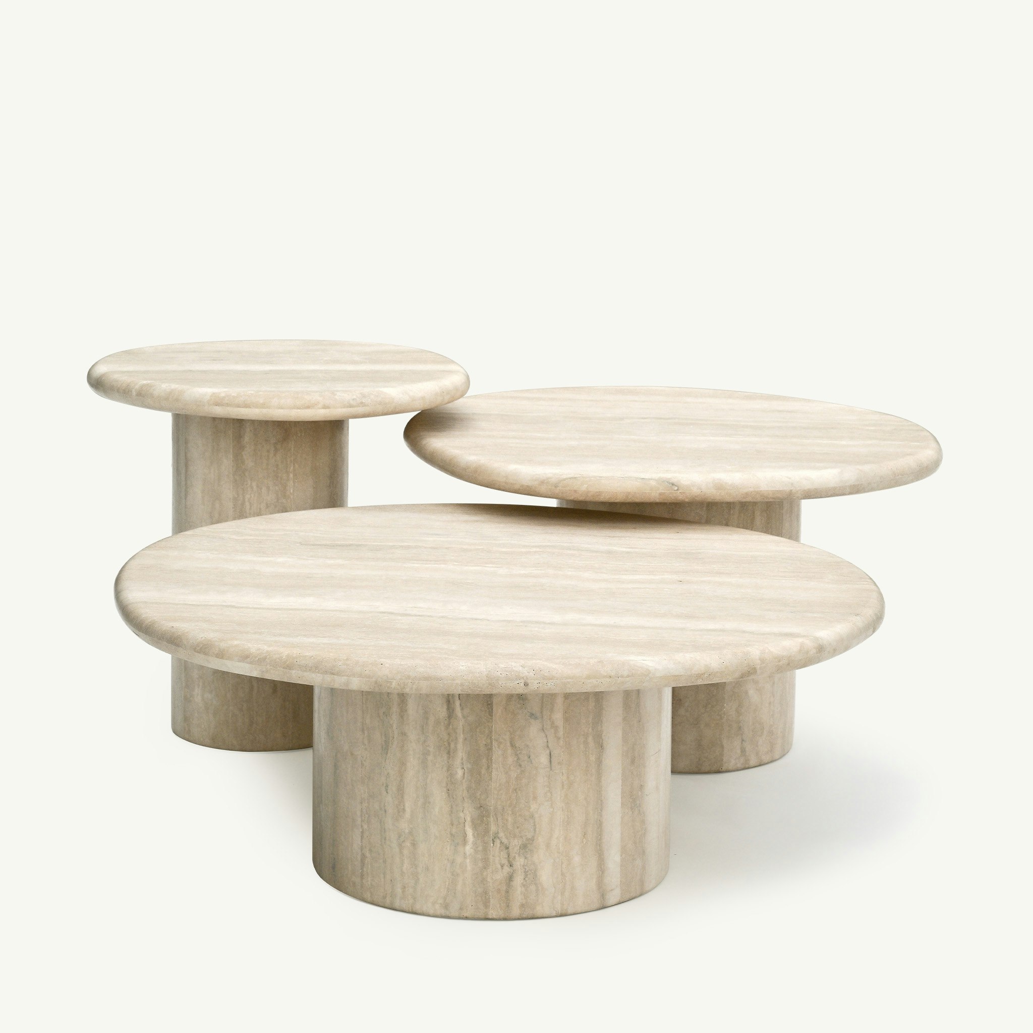 Agnes Coffee Table, set of 3 Italian Travertine