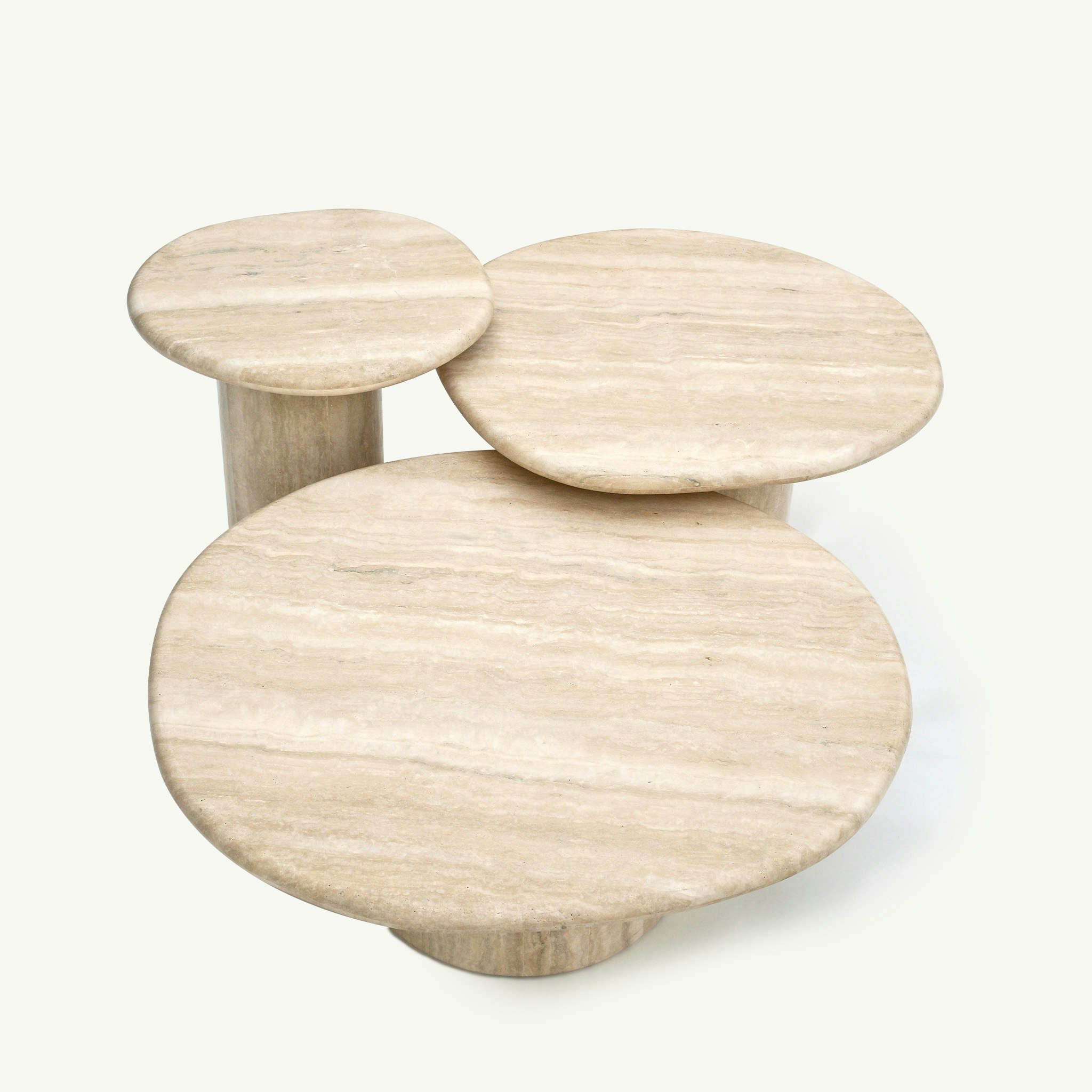Agnes Coffee Table, set of 3 Italian Travertine