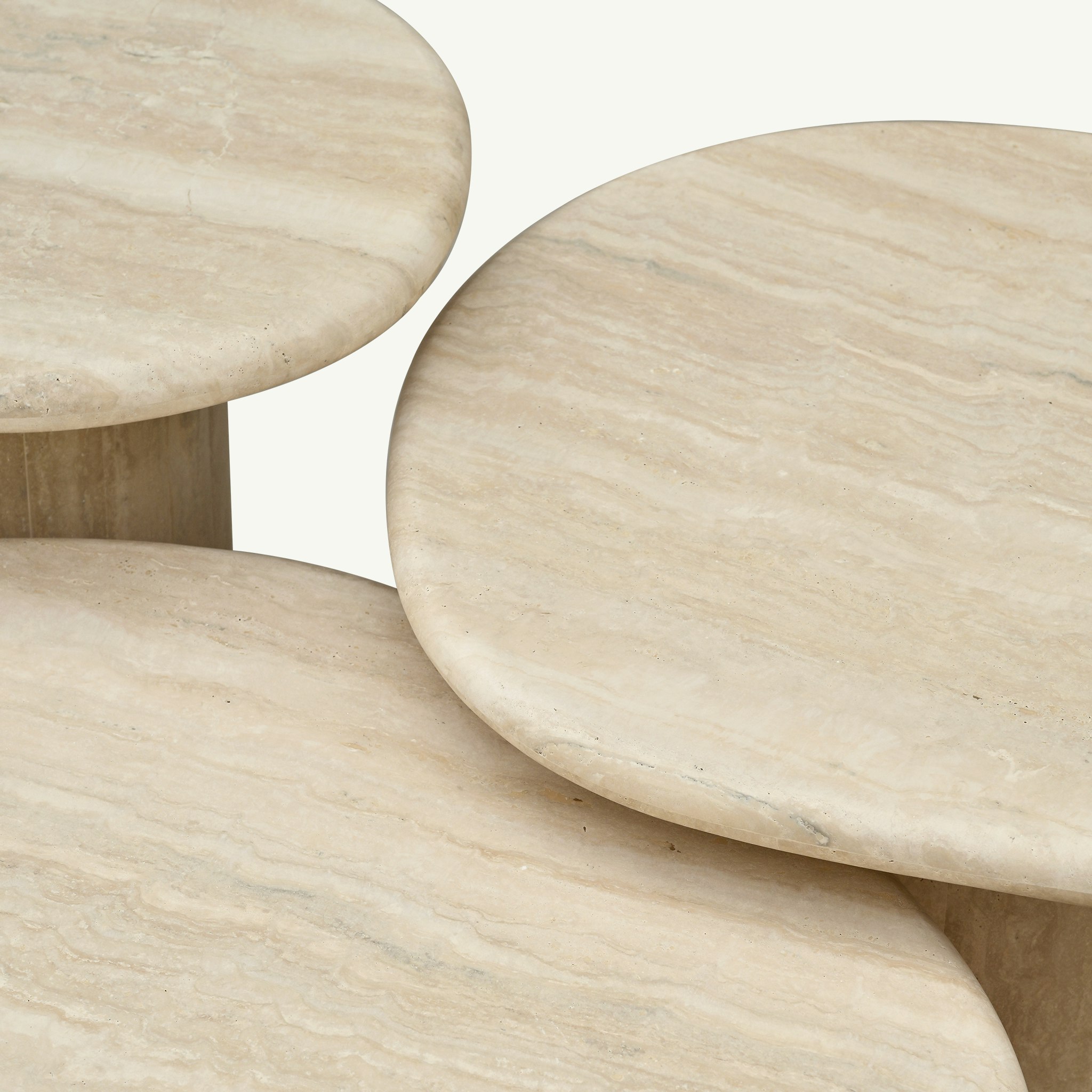Agnes Coffee Table, set of 3 Italian Travertine
