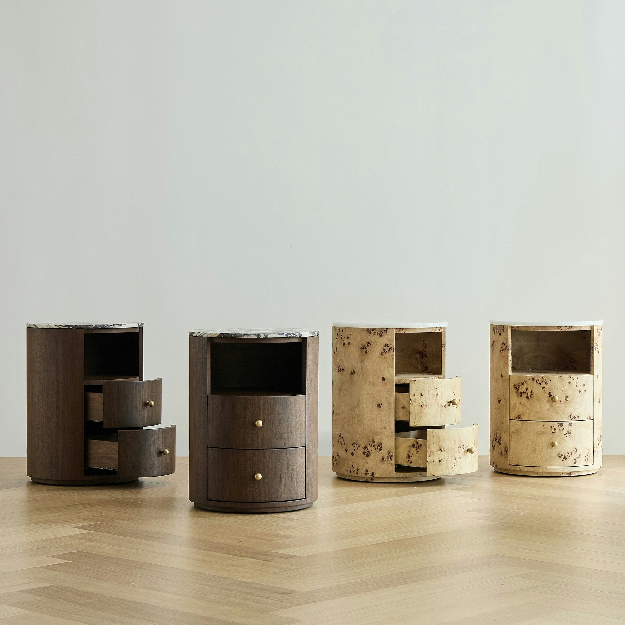 Hailey Bedside Table Walnut Wood Calacatta Viola Top