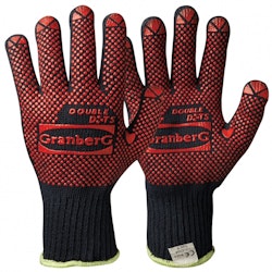 12-pack Granberg® stickade handskar i bomull med vinyl/PVC-noppor