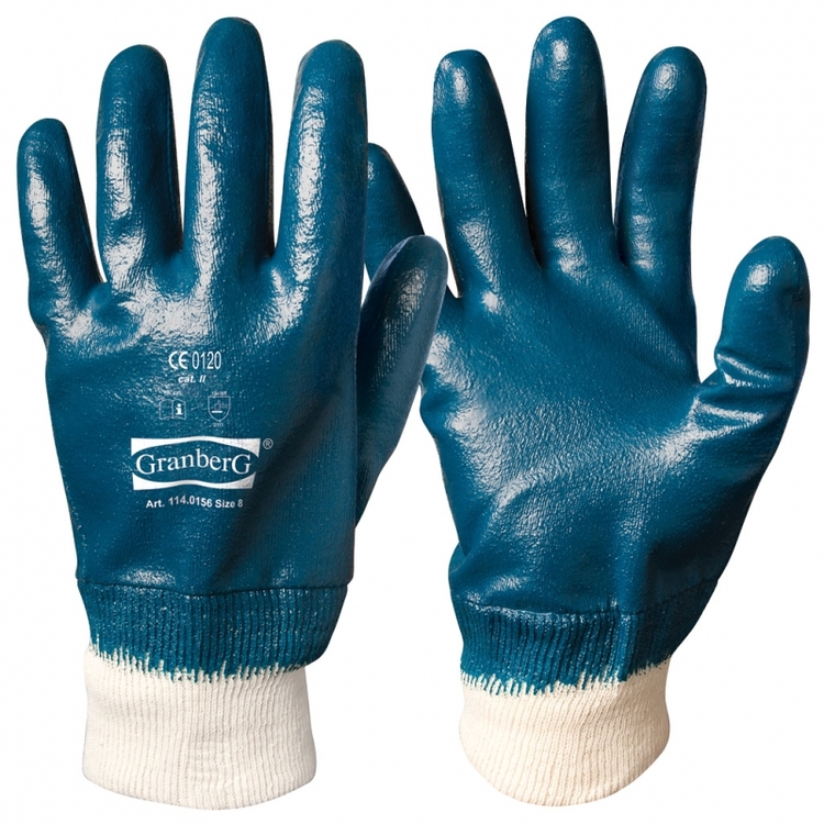 Granberg® arbetshandskar med mudd heldoppade med nitrilöverdrag. 114.0156