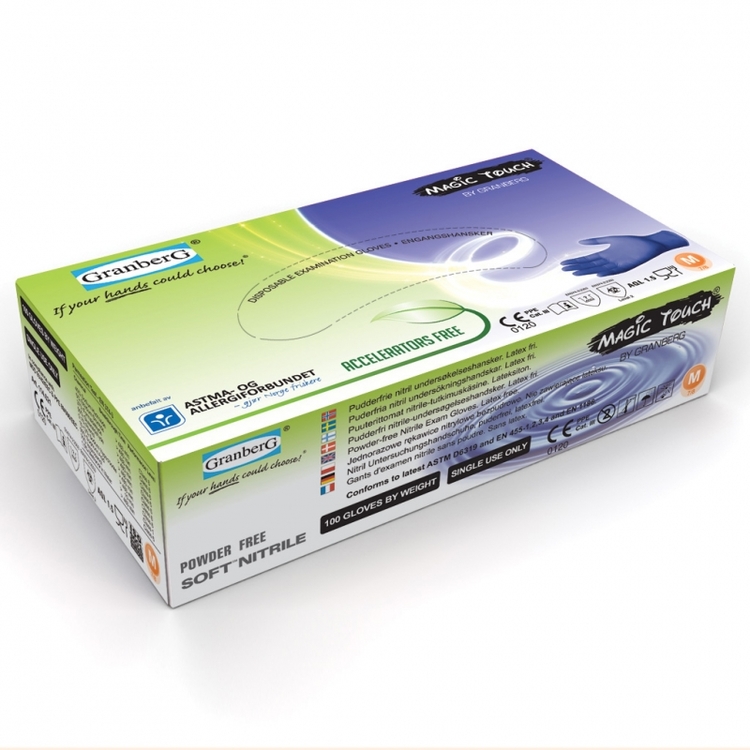 Magic Touch® 100-pack Allergitestade engångshandskar i Soft Nitrile™. Puderfria, acceleratorfria. 114.621