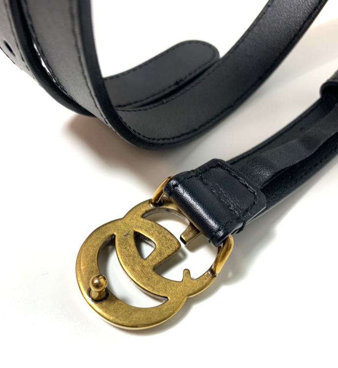 Gucci leather belt double G buckle
