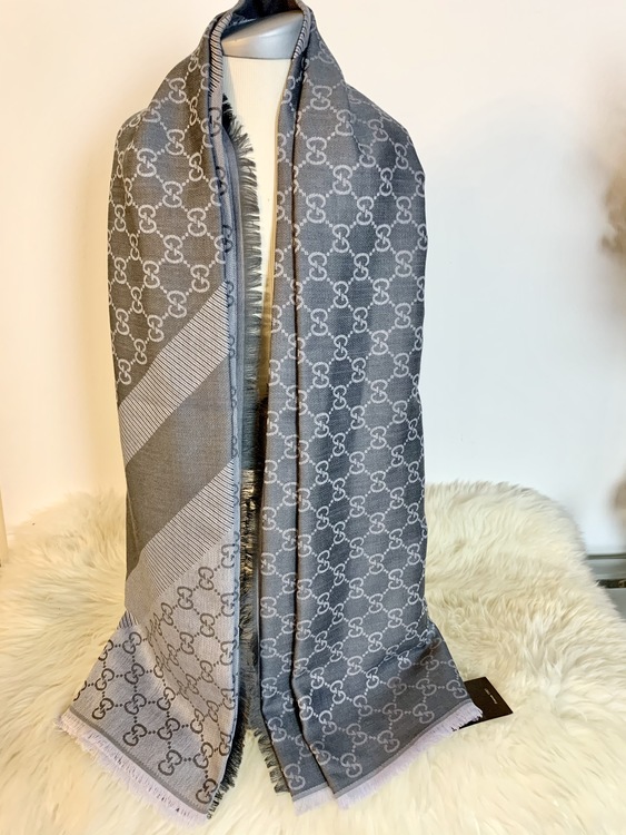 GUCCI scarf shawl GG Guccissima silk wool