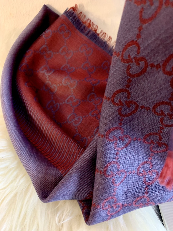 GUCCI scarf shawl GG Guccissima silk wool