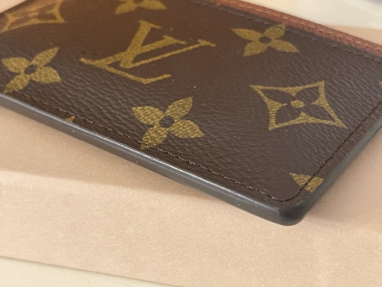 LV Cardholder Monogram Canvas Armagnac Brown Leather Trim