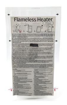 Flameless ration heater for wet pouches - one time use