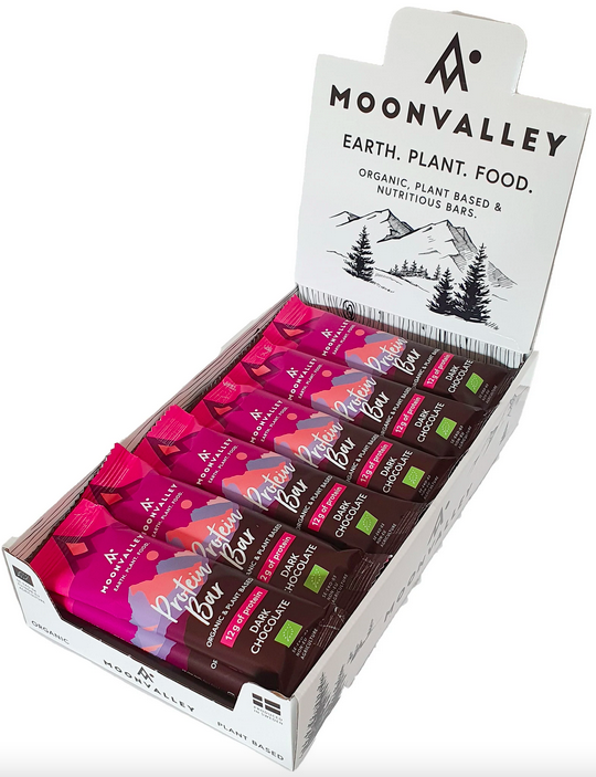 Moonvalley Protein Riegel Dunkle Schokolade (Karton 18 Stück)