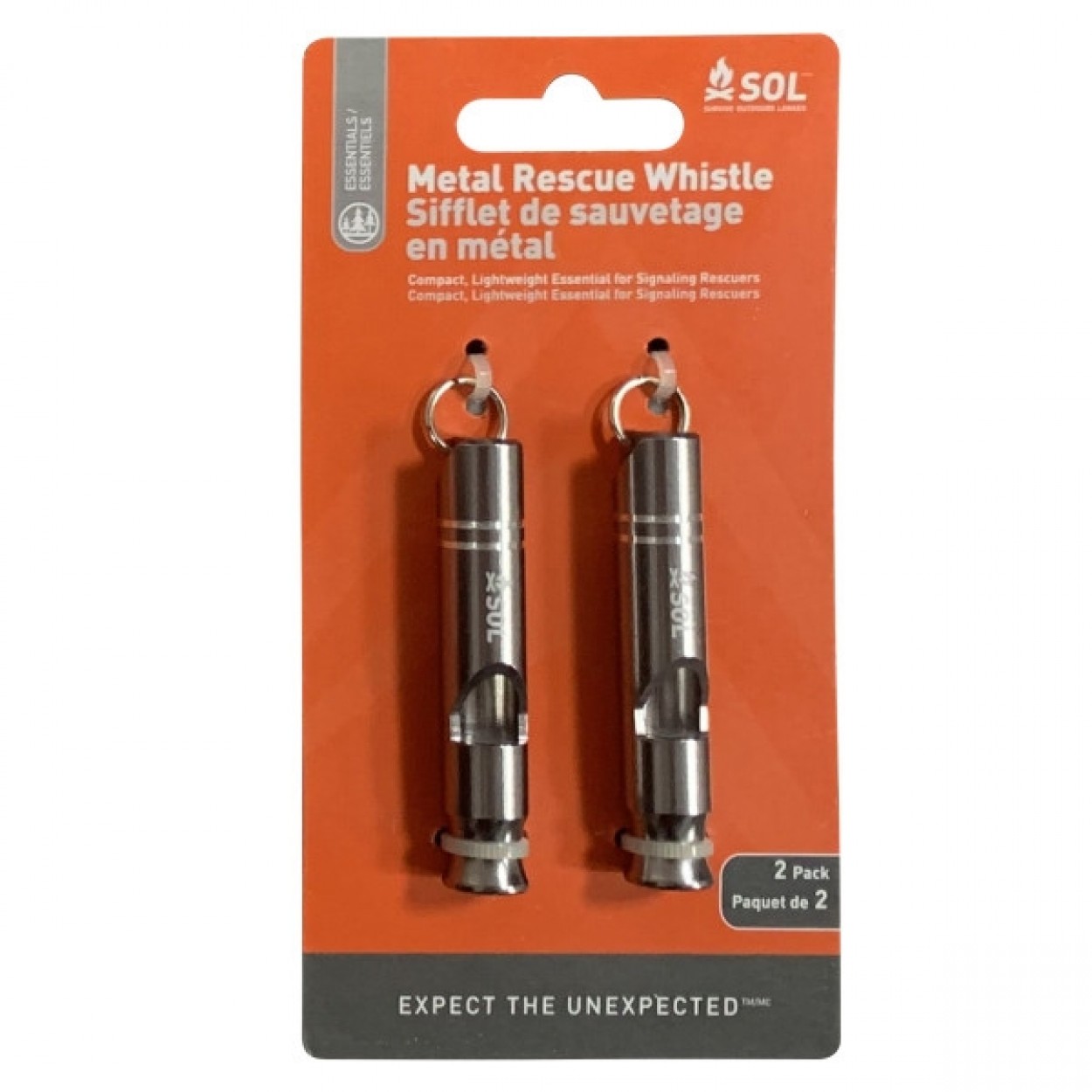 Survive Outdoors Longer Rescue Metal Whistle, 2 Pack