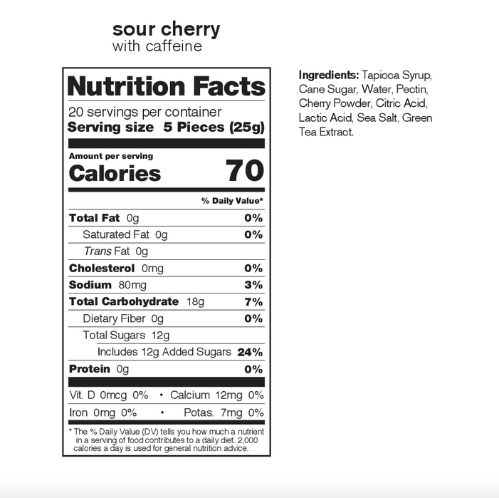 Skratch Labs Sport Energy Chews Sour Cherry (50mg Caffeine)