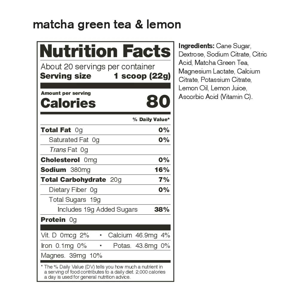 Skratch Labs Sport Hydration Drink Mix Matcha Green Tea & Lemon (16mg Caffeine)