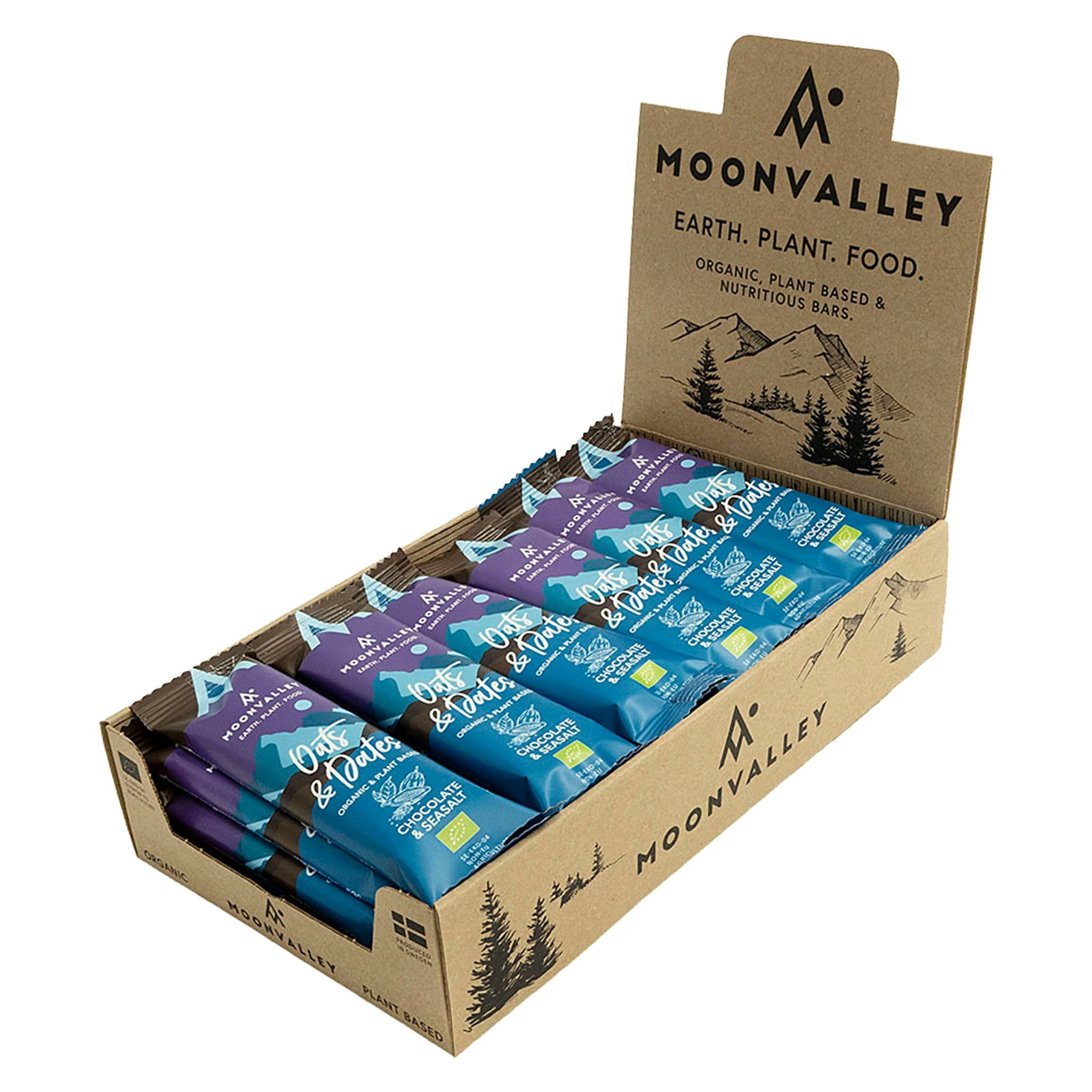 Moonvalley Ekologisk Energibar - Choklad & Havssalt - Box 18 st