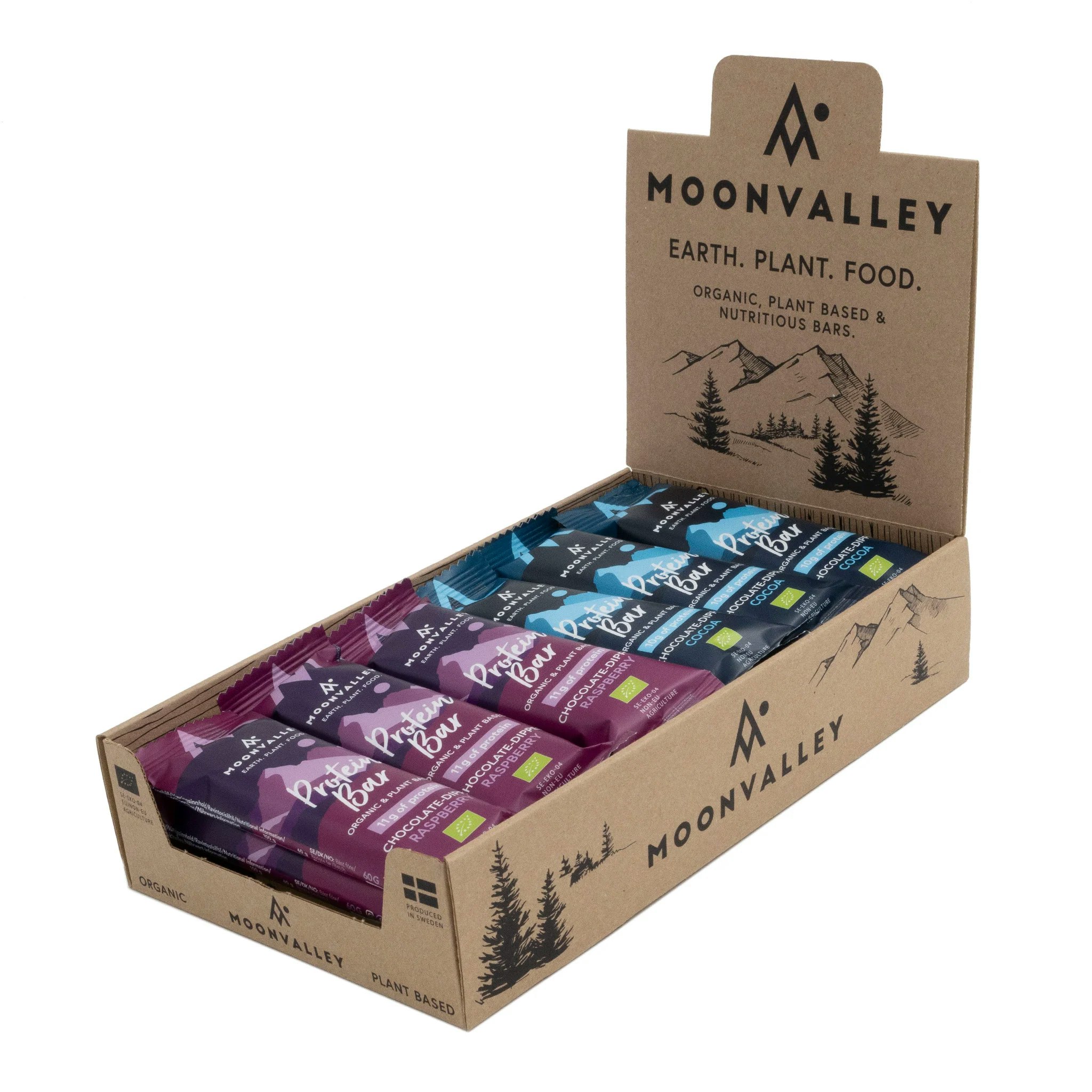 Moonvalley Organic Protein Bar Chocolate Cover Mixbox 18-pack