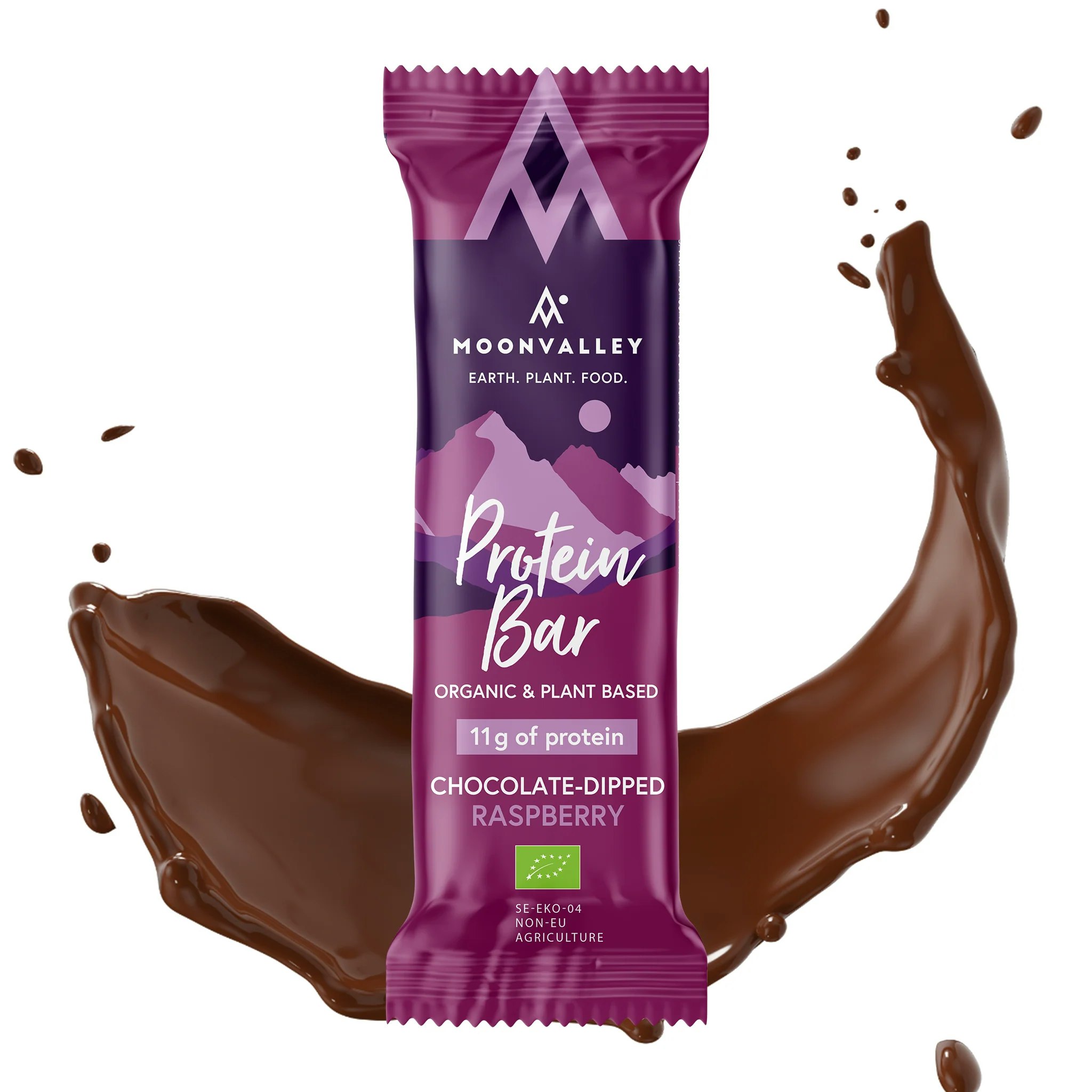Moonvalley Ekologisk Proteinbar Choklad överdrag Hallon