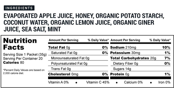 Spring Energy ELECTRORIDE - Apple Ginger Hydration & Energy Mix - 100 Kcal