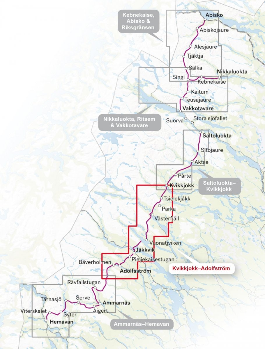 Calazo Kungsleden: Kvikkjokk–Adolfström 1:50 000
