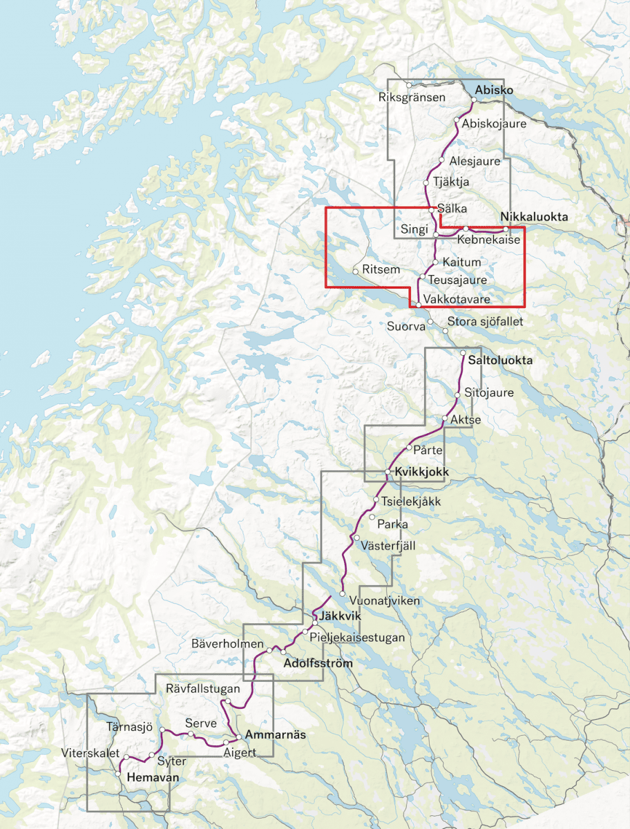 Calazo Kungsleden: Nikkaluokta, Ritsem & Vakkotavare 1:50 000