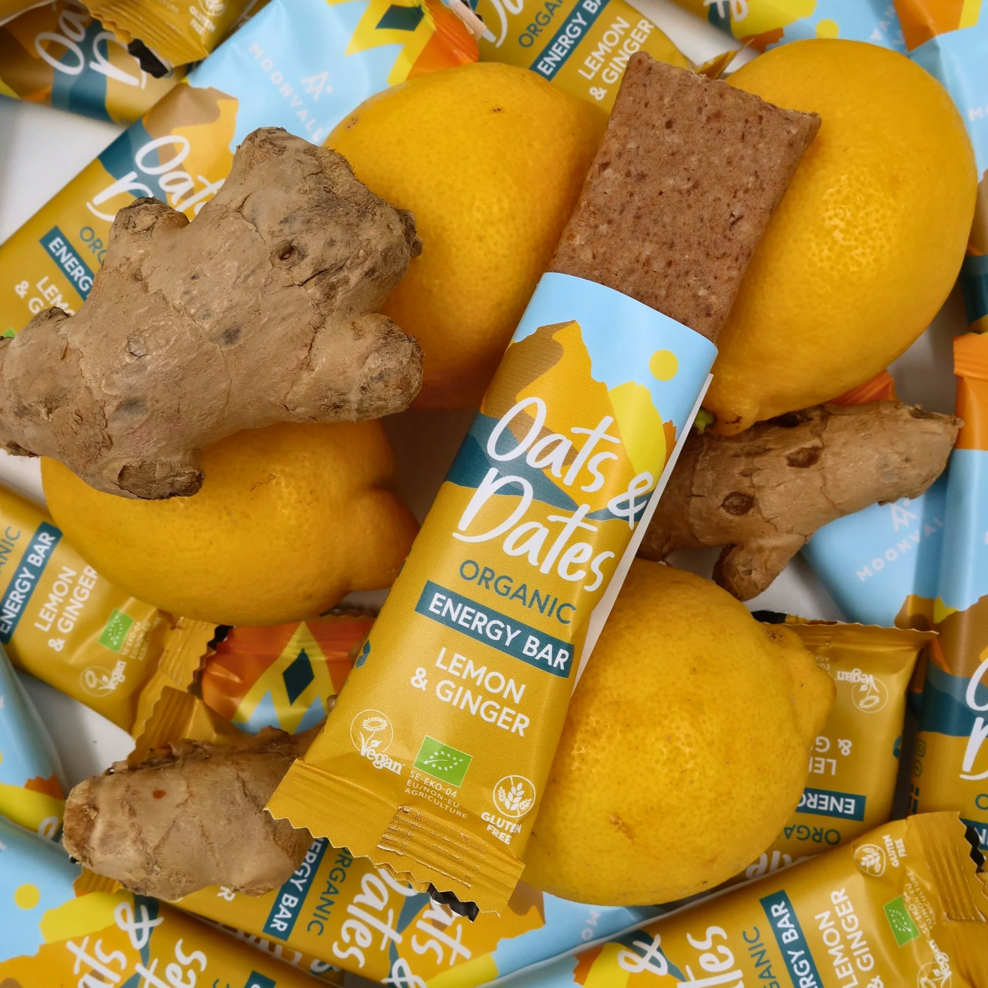 Moonvalley Veganska Energibars Citron & Ingefära 12-pack