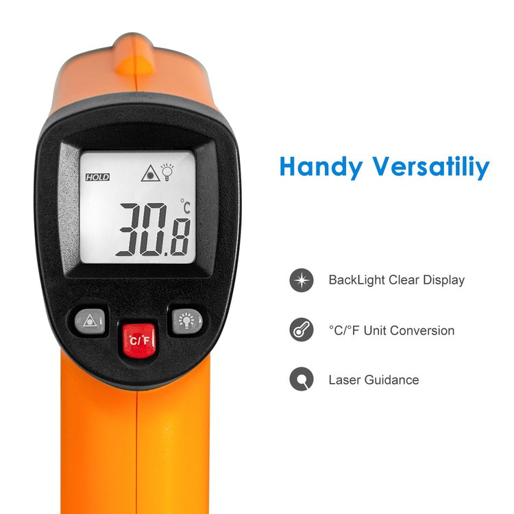 Helect Infrared Thermometer, Non-Contact Digital Laser Temperature Gun (-50°C to 550°C) with LCD Display
