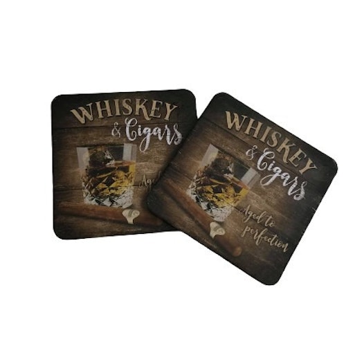 Glasunderlägg 2-pack "Whiskey & Cigars"