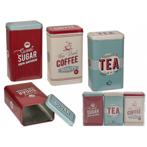 Plåtburkar 3-pack "Sugar, Coffee & Tea"