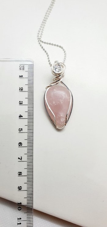(Såld) Halsband Delicious Double med rosenkvarts och cubik zirkon