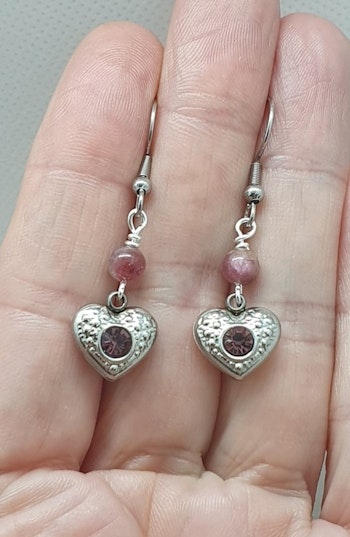 Örhängen Sparkling Heart purple med turmalin