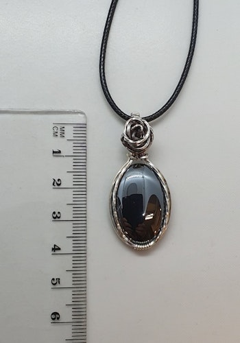 (Sålt) Halsband Rose i 925 sterlingsilver med hematit