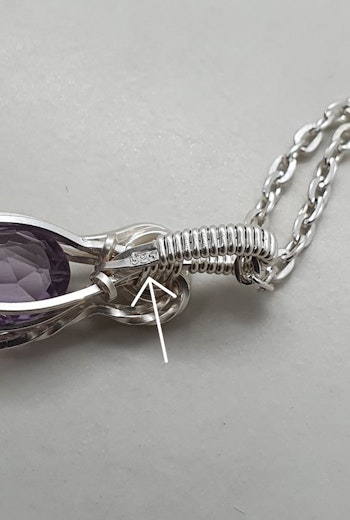 (Sålt) Halsband Delicious Double i 925 sterlingsilver med bergkristall och ametist