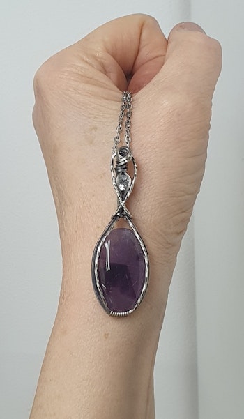 (Sålt) Halsband Delicious Double i 925 sterlingsilver med ametist och topas