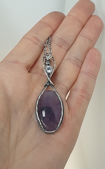 (Sålt) Halsband Delicious Double i 925 sterlingsilver med ametist och topas