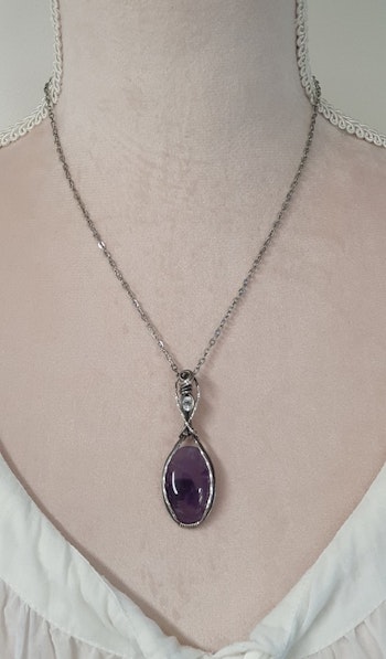 (Sålt) Halsband Delicious Double i 925 sterlingsilver med ametist och topas