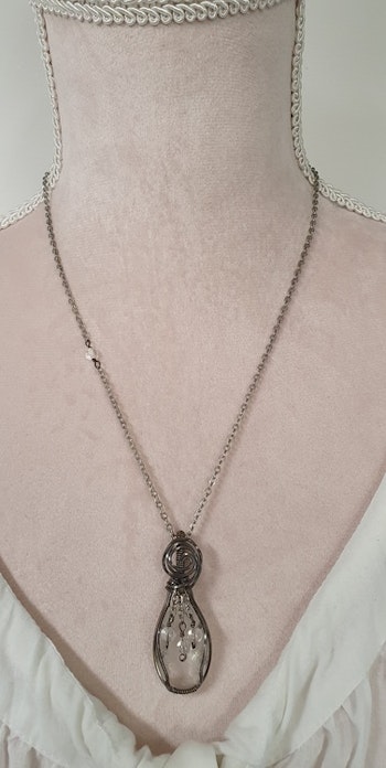 Halsband Simple Swirl Chains med bergkristall