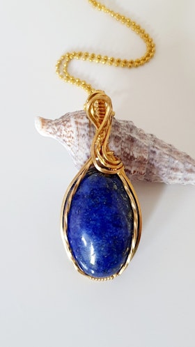 Halsband Swirly Heart med lapis lazuli