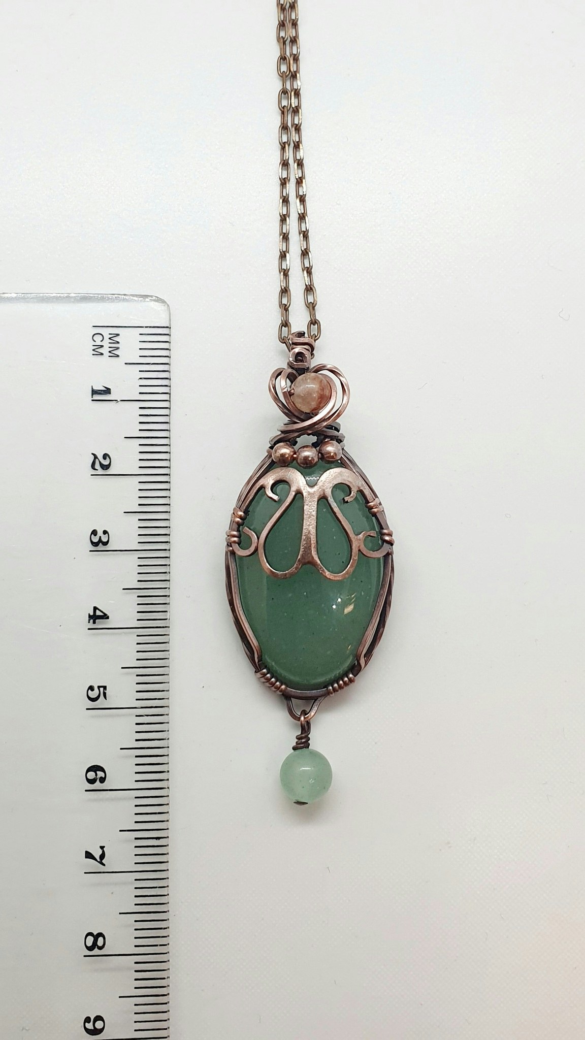 Sålt) Halsband Ornament med grön aventurin och turmalin - Fina Smycken