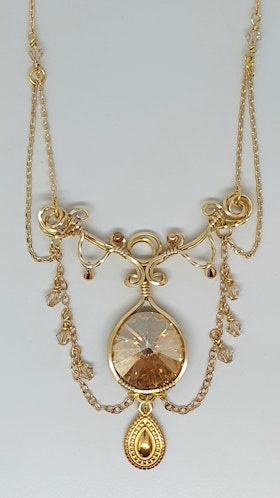 Halsband Enchanted Chains med Golden Shadow Swarovski kristaller