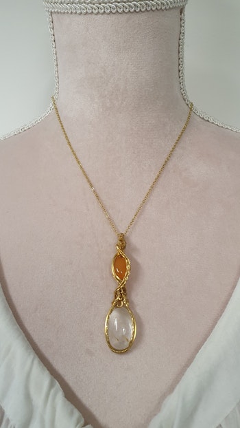 Halsband Delicious Double med topas och karneol