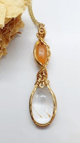 Halsband Delicious Double med topas och karneol