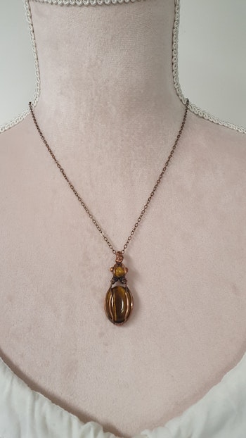 (Sålt) Halsband Delicious Double med tigeröga