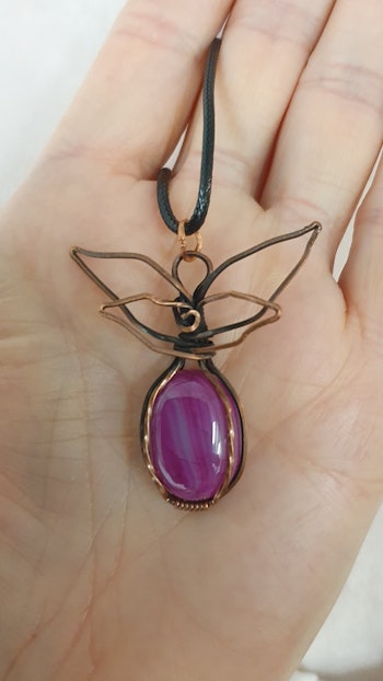 Halsband Angel med rosa dragon's vein agat