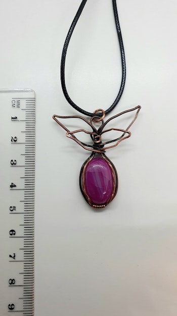 Halsband Angel med rosa dragon's vein agat